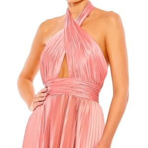 Elegant Pink Halter Dress